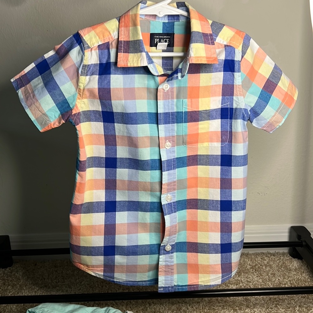 Boys Shirt Children’s Place kids Shirt 5T Multicolor Square Striped